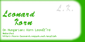 leonard korn business card